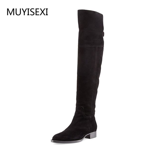 

thigh high boots over the knee boots black women full genuine leather 3 cm heel knee high womens winter lih02 muyisexi