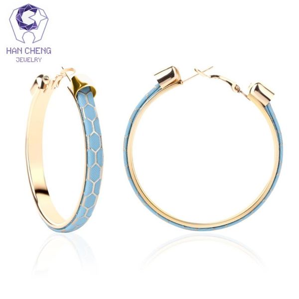 

hancheng new fashion simple loop golden plated circle round large big hoop earrings for women jewelry brincos bijoux, Golden;silver