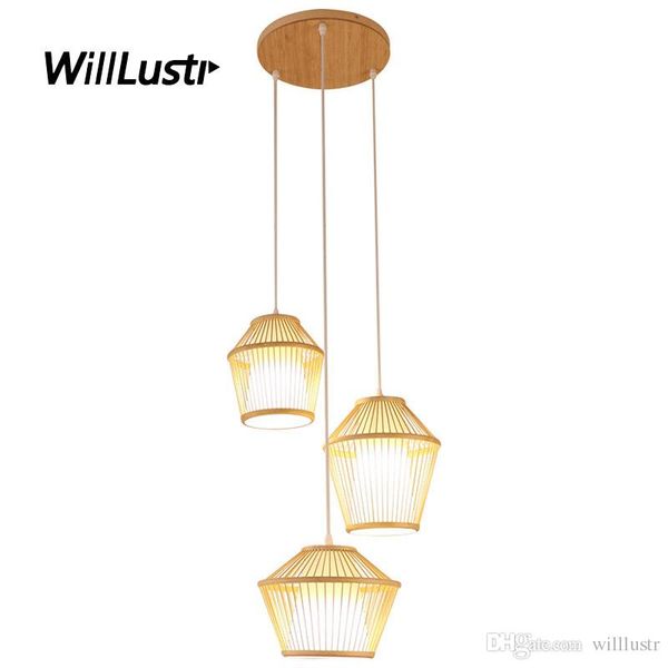 

hand knitted bamboo pendant light wood suspension lamp restaurant izakaya l tea room bedroom japan style hanging lighting