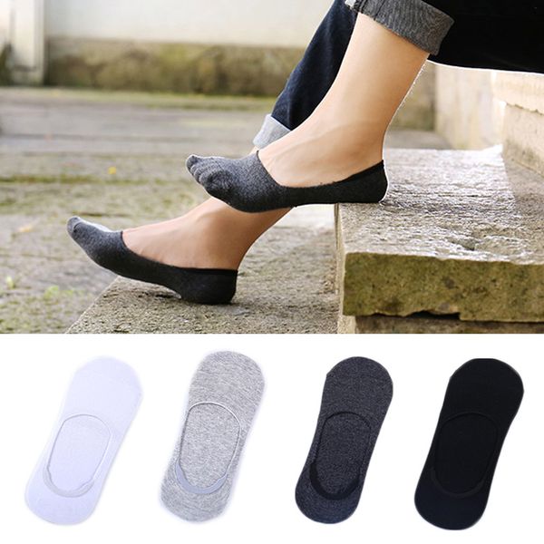 

3 pairs/lot men invisible socks low cut ankle socks men male casual soft cotton non-slip silicone boat sock meia, Black