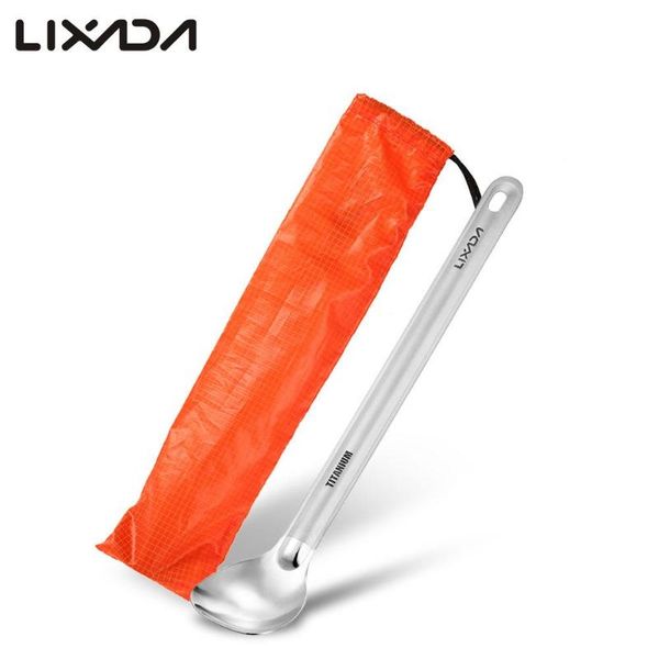 

lixada титановая ложка с длинной ручкой кемпинг титановая ложка 8,5 дюйма полированная чаша кофе ужин столовые приборы наружная посуда