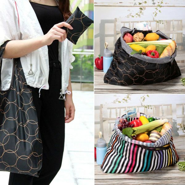 

waterproof folding reusable eco shopping travel shoulder bag pouch handbag nylon