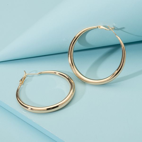 

luokey punk big hoop earrings brincos delicate wedding gold exaggerated metal round circle earrings for women minimalist jewelry, Golden;silver