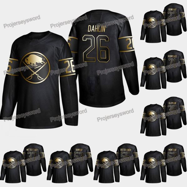 

Buffalo Sabres Rasmus Dahlin 2019 Golden Edition Jersey Sam Reinhart Jason Pominville Carter Hutton Matt Hunwick Rasmus Ristolainen Jerseys