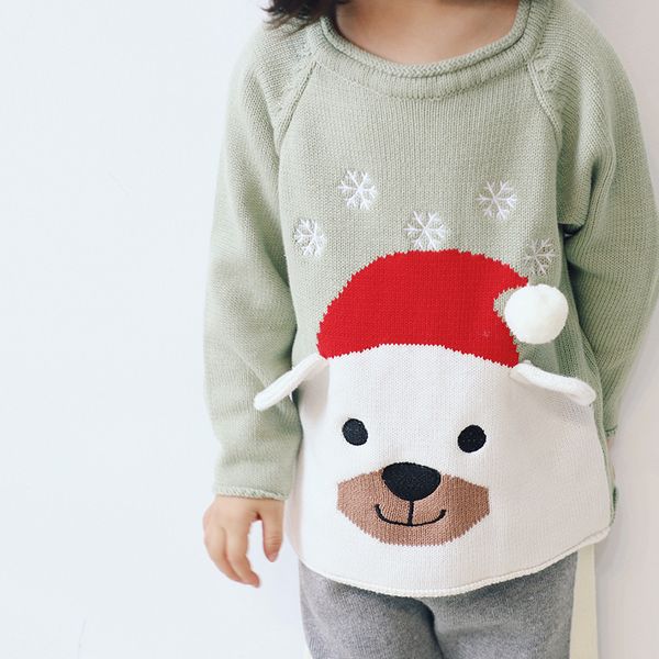 

toddler girls christmas sweaters little girls cartoon o-neck sweaters kids christmas children winter clothing, Blue