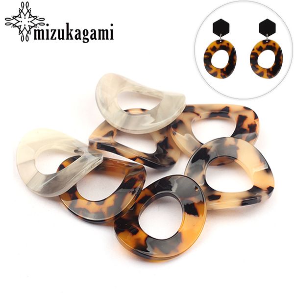 

36*30mm acetic acid resin charms pendant twisted circle charms for diy earrings jewelry making finding accessories, Bronze;silver
