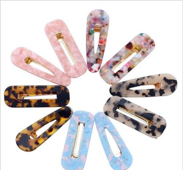 

acrylic hair clip for girls women water drop shape leopard marble textured geometric duckbill barrette hairpin hair accessories gb1697, Golden;silver