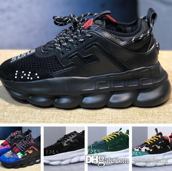 

new chain reaction men women designer shoes spotted multi color rubber suede fashion trainers s casual shoes sneakers size 36-45, Black