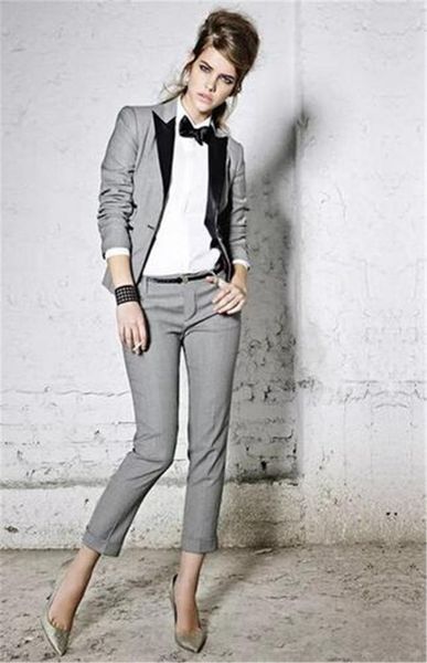 

grey pant suits for women office business suits formal work wear sets uniform styles elegant pantsuit custom made, White;black