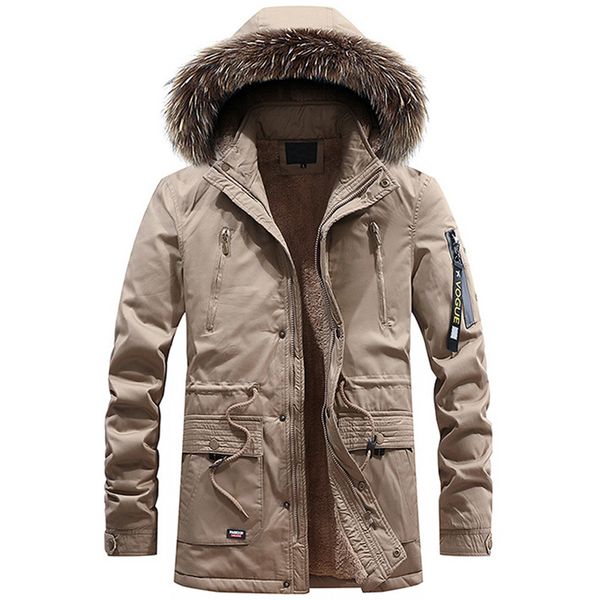 

winter jacket parkas men thick voguewarm fur hooded jackets long coat brand design outwear veste homme parkas overcoat, Tan;black