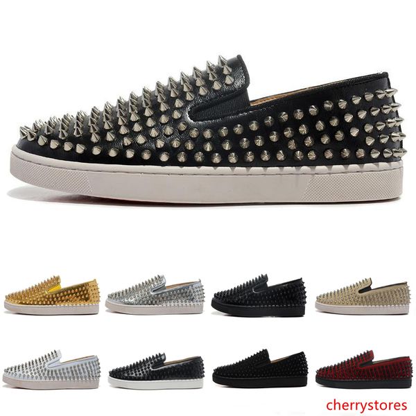 

luxury designer brand s men women studded spikes flats shoes wedding party lovers genuine leather casual sneakers