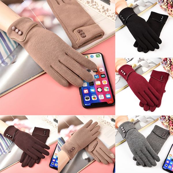 

fashion women's keep warm winter cuff soft lining button decoration gloves