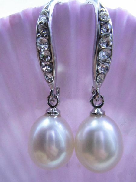 

gorgeous10-11mm south sea white pearl earring925s, Golden;silver