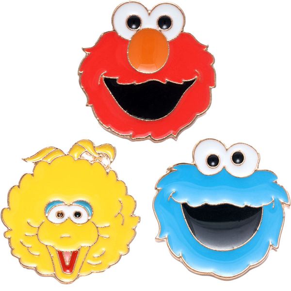 

sesame street elmo cookie monster metal figure cartoon broochs pin breastpin brotheroch cute gift newcos, Gray