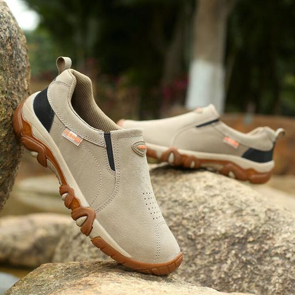 

2020 new men shoes leather loafers breathable spring autumn casual shoes outdoor non slip men sneakers, Black