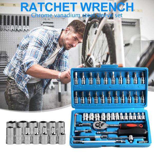 

46pcs ratchet wrench set kit sleeve for car motorcycle boat bicycle repair tools kit multitool hand tools car-styling