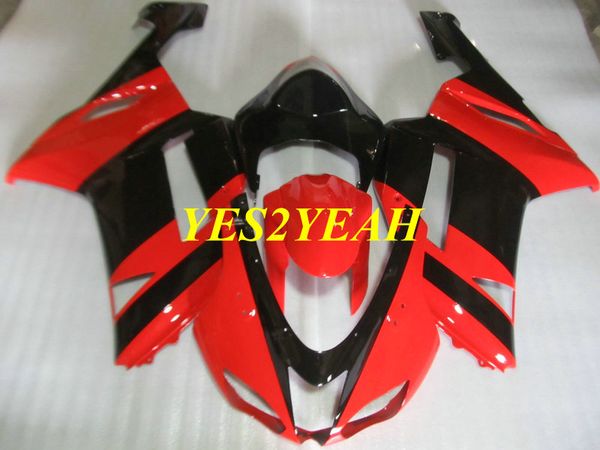 Kit de corpo de injeção para KAWASAKI Ninja ZX6R 636 07 08 ZX 6R 2007 2008 Vermelho Quente preto Carenagem + Brindes KB42