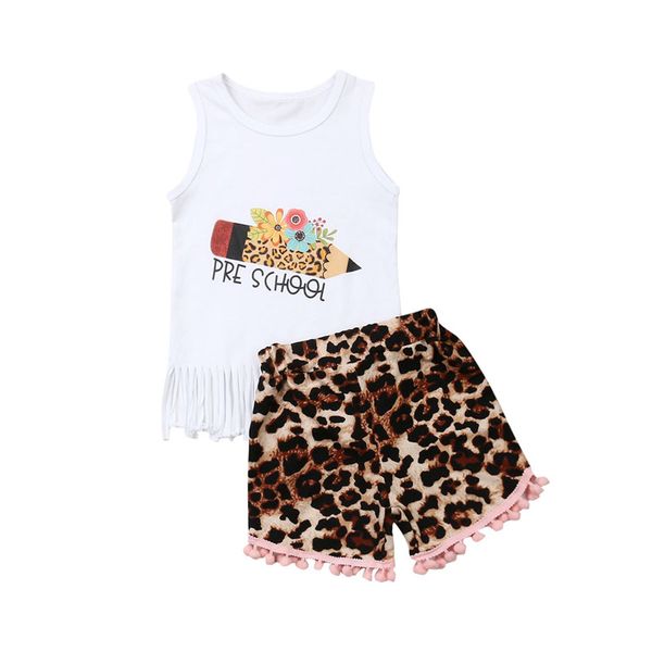 

1-4T Toddler Kid Baby Girl Clothes set Sleeve Tassels Tops Leopard Print short Pants suit Elegant Cute Sweet Outfits