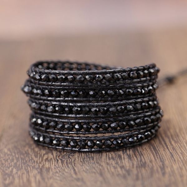 

2019 unique mixed black crystal braid bracelet vintage leather wrap bracelet handmade wrap bracelet for women jewelry gift, Golden;silver