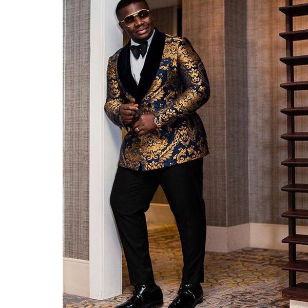 

men's suits & blazers slim fit floral prom men with double breasted velvet shawl lapel 2 piece custom groom tuxedos man fashion jacket, White;black