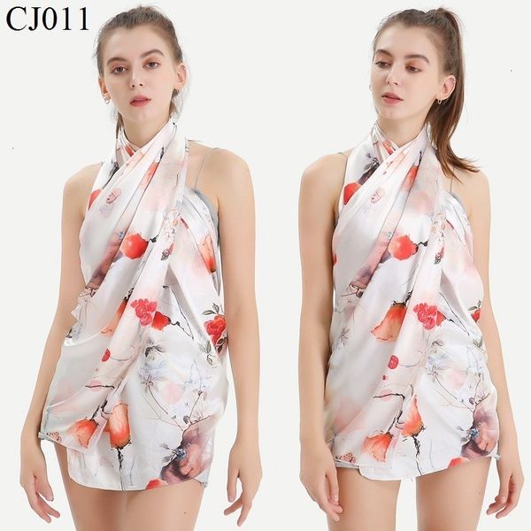 

satin face silk scarf light two-sided printing scarf shawl silk rectangle silk scarfnew fashion, Blue;gray