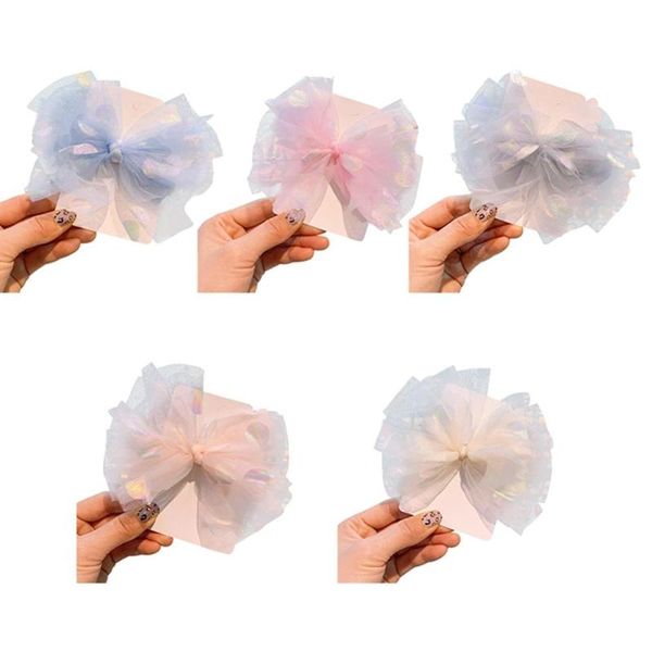 

girls cute wave dot mesh hairpin, Slivery;white