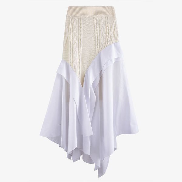 

tvvovvin irregular women skirt fashion new 2019 pleated ruffle elegant small fresh casual loose goddess fan loose skirt b877, Black