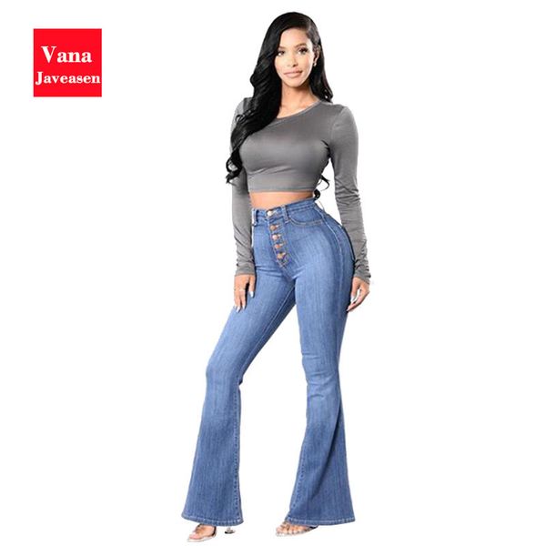 

высокая талия узкие джинсы женщина flare джинсовые брюки сплошной цвет джинсы для женщин мама жан femme карманные брюки уличная одежда, Blue