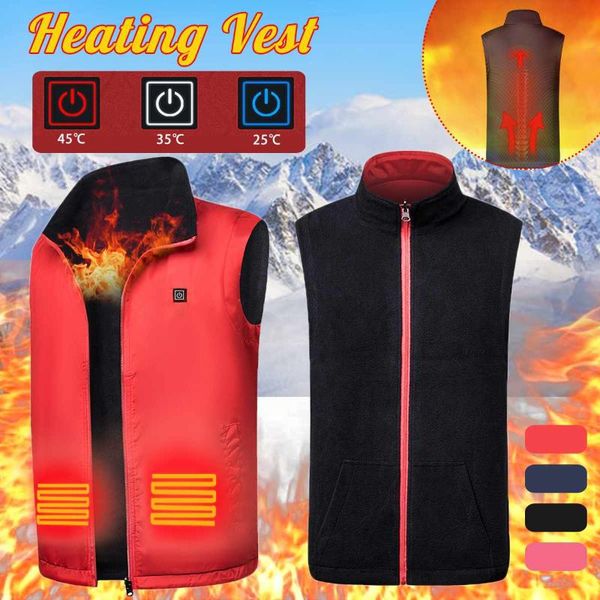 

nylon fleece women men heated vest usb electric heating vest jacket winter warm thermal clothes for tactical hiking ski, Gray;blue