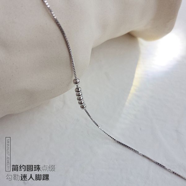 

s925 silver 2019 new couples beads anklets female korean simple students tide sen department of foot ornaments fashion, Red;blue