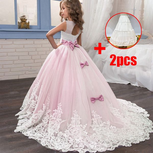 

2019 girls summer dress long ball gown evening dress kids dresses girls children prom princess party wedding dress 10 12 years, Red;yellow