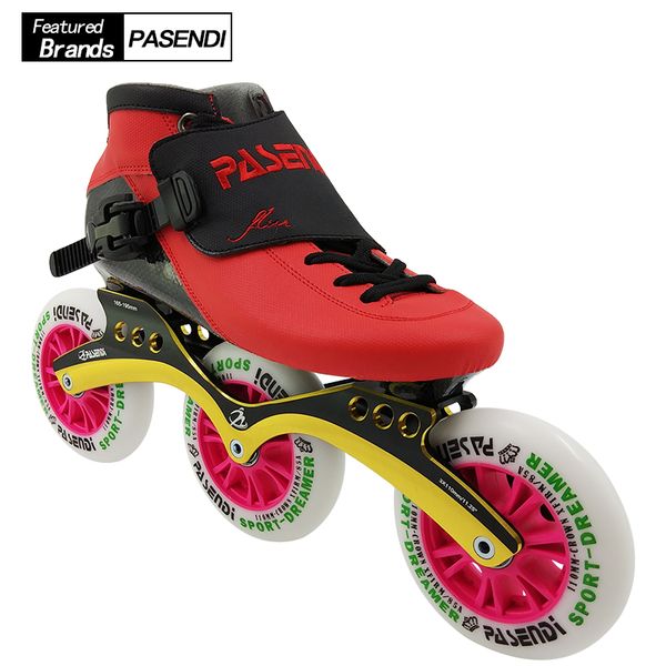 

pasendi professional speed skating shoes adults roller skate shoe 4 wheels for kids inline skates boots carbon women men 110mm
