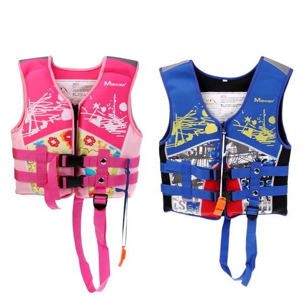 

pink/blue 33-55lbs weight kids buoyancy life jackets vest with whistle & reflective strip for water sports swimming boating fitness balls