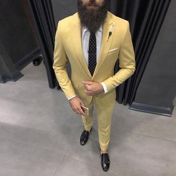 

slim fit yellow mens wedding suits casual groom wear tuxedos bridegroom set 2 pieces (jacket+pants) man prom suits blazer, Black;gray