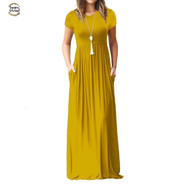 

maxi summer long dress women designer clothes new fashion short sleeve solid casual dresses cotton femme pockets robe solid plus size xxl, Black;gray