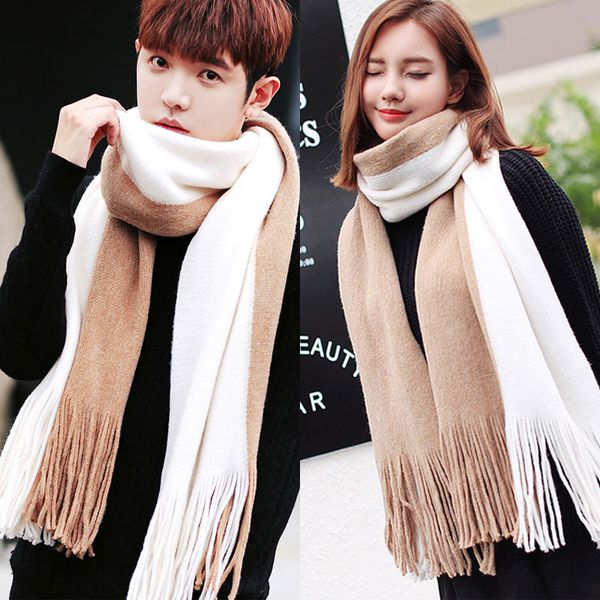 

vohio color imitation cashmere lover's scarf valentine autumn winter scarf women wool thick lengthened simple male students, Blue;gray