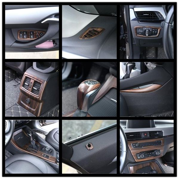 

wood grain abs chrome trims interior cover trim frame decoration car styling for x1 f48 2016 2017 2018
