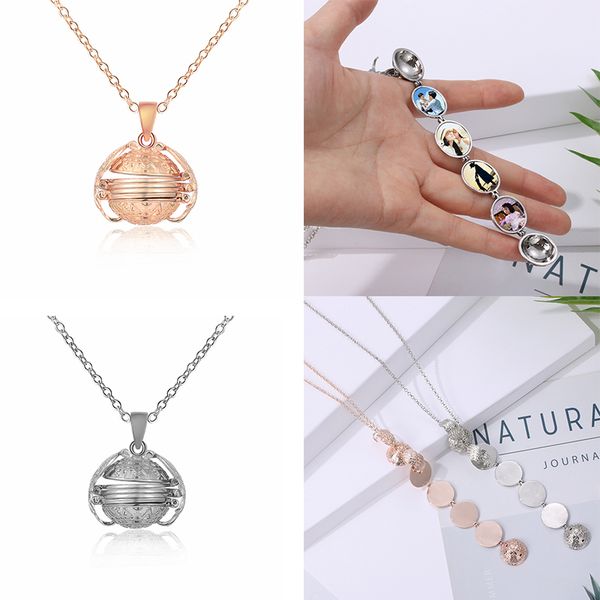

1pc 2019 new magic personalized p pendant memory floating locket choker angel wings flash necklaces box necklaces gift, Silver