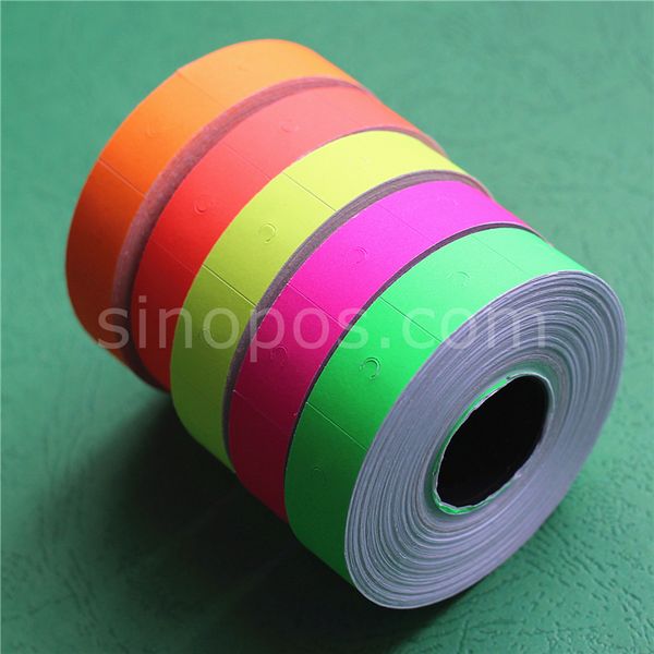 

paper labels colored for two-line labeller, pricing gun labeler #6600 tag sticker roll reel red green yellow price label refill