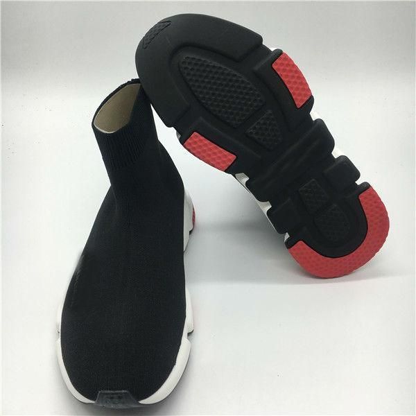 

2019 famous brand pairs speed trainer casual shoe mans woman sock boots stretch-knit casual boots race runner sneakerd09, Black