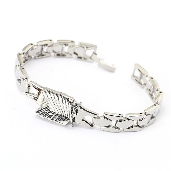 

j store souvenir attack on titans wings of liberty alloy bracelets for men women anime cosplay survey corps bracelet, Black