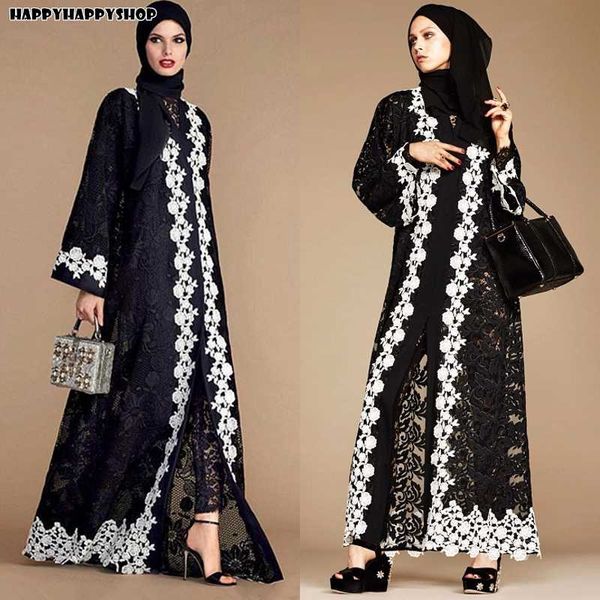 

ethnic clothing summer dubai full lace cardigan party robe islamic muslim women open front abaya turkish kaftan long maxi dress middle east, Red