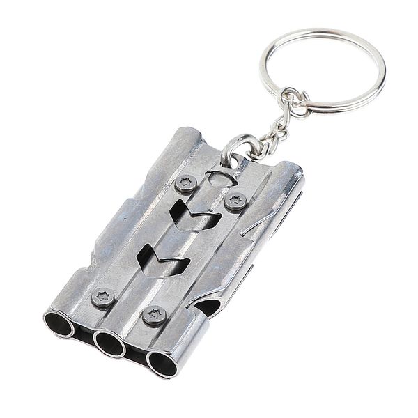 

emergency whistle stainless steel triple tubes survival whistle with key ring hook outdoor sports gear