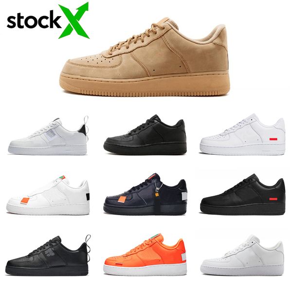 

nike air force 1 af1 forces shoes фото x тройной белая черная пшеница кроссовки просто оранжевые красные женщины mens тренер hot скейтборд с, Black