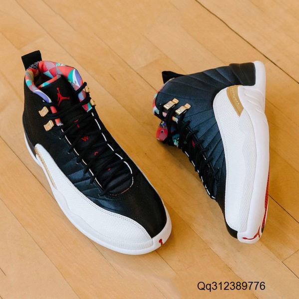 

new arrival cny chinese new year 12s men basketball shoes 12 ci297s7-006 black sail-metallic gold-true red athletic sports sneakers 8-13