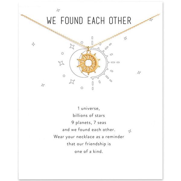 

unique design sun moon pendant necklace for women make a card choker necklace fashion jewelry, Silver