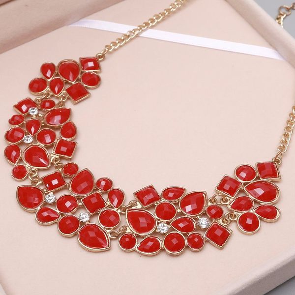

new popular 20 colors multicolor big pendant clavicle chain necklace women's delicate banquet jewelry, Silver