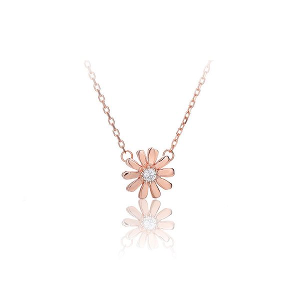 

s925 sterling silver simple sun flower clavicle chain pendant luxury designer jewelry ladies wedding necklace 6-dh7164