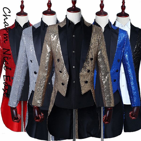 

magician sequin tuxedo men theatrical dress nightclub bar host canto blazer men floral 2018 fashion coats england jacket, White;black