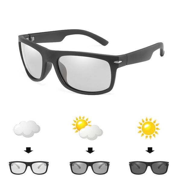 

new men driving pchromic sunglasses men leisure polarized chameleon discoloration sun glasses square sunglasses, White;black